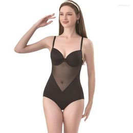 Women's Shapers Mesh Strapless Body Shaper With Removable Bra Waist Trainer And Thigh Slimmer Underwear Women