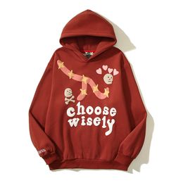 2023 Erkekler Tasarımcı Hoodie Kadın Hoodie Moda Sıradan Sonbahar Kış Gevşek Ceket Kazak Hoodies Stereo Hip Hop Bilge Seçim Kafatası Köpük Baskı Sweatshirt Hoodies