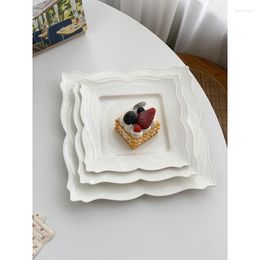 Plates Household Ceramic Plate Solid Colour Square Flat Porcelain Dinnerware Western Style Steak Afternoon Dessert