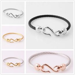 Link Bracelets 5 Colour 316L Stainless Steel Silver Black Rose Gold Wire Chain Womens Girls Bracelet Charms Jewellery