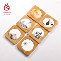 Tea Trays Hand-Painted Ceramic Cup Mats Mat Square Natural Bamboo Tray Custom Set Ceremony Pottery