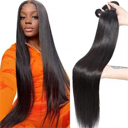 40" Bone Straight Brazilian Human Hair Weave Bundles Natural Black 1/3/4 Pieces 30 32 Inch Bundle Remy Hair Extensions for Women