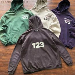 Men's Hoodies Sweatshirts RRR123 Set Washed Old Letter Printing Men's and Women's High Street 1 1 Hoodie Pants 1 2 3 Z230818