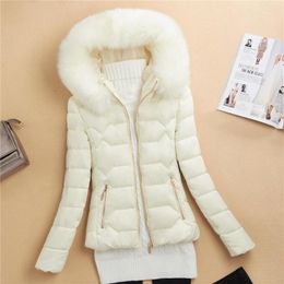 Women's Trench Coats Fdfklak M-3XL Winter Down Cotton Slim-Fitting Short Waist Coat Fashion Jacket White Zipper Hoodie Elegant Woman Top