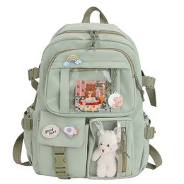School Bags Kawaii Aesthetic Women Backpack Bag for Teen Girls Japanese Korean Rucksack Student Bookbags with Cute Accessor Mochila 230817