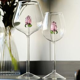 Wine Glasses Heart Piece Creative Household Stemware Rose Winged Red Goblets Gift Cup White Lovely Build-in 1 Glass Pink