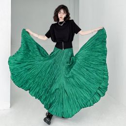 Skirts Luxury Chic Ruffled Umbrella Skirt Women's Summer Thin Loose Fashion Casual High-waist Pleated Maxi