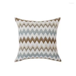 Pillow Jacquard Geometric Cover Chenille Fabric Case Decorative Waves Pattern Pillowcase