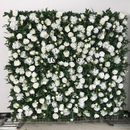 Decorative Flowers TONGFENG White Tropical Plant 3D Wall Flower Panel Runner Artificiellesl Green Wedding Backdrop Bedroom Home Outdoor