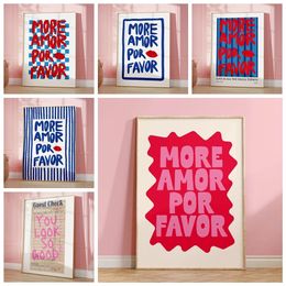 Other Event Party Supplies Maximalist Sunshine More Amor Por Favour Eclectic Yellow Love Quote Wall Art Canvas Painting Poster For Living Room Home Decor 230818