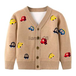 Pullover Spring And Fall Children's Cardigans Cartoon Car Print Sweater Cardigans Jacket Coat Boys Toddler Kids Clothing x0818