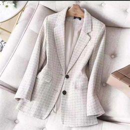 Womens Suits Blazers Spring Plaid Women Blazer Fashion Jacket Long Sleeve Casual Suit Coat Elegant Office Classic Chic Temperament 230817