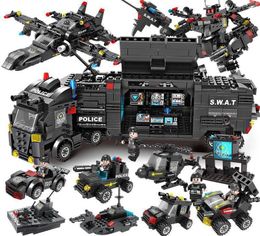 Police Build Block Mini Figure Car Toy For Kid Police Transformer Toys Brick Building Blocks Mechanical Super War Block Police Drone Police Toy Block Christmas Gifts