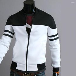 Men's Jackets Handsome Fall Jacket Anti-pilling Soft Whorl Striped Zip Up Spring