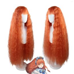 Party Supplies Game Reverse:1999 Baby Blue Cosplay Wig 120 Cm Heat Resisting Wave Curly Orange Women Hair Blunt Bangs Halloween Hairpieces