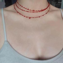 Chains Red Blood Drop Necklace Unique Resin Pendant Clavicle Chain Hip Hop Punk Banquet Choker Jewelry Gifts