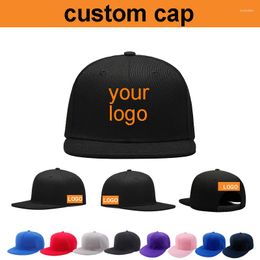 Ball Caps Wholesale 50pcs High Quality Embroidery Logo Flat Brim Snapback Cap Custom Pick Your Colour Add Make Design