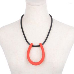 Pendant Necklaces YD&YDBZ Orange Circle Choker Jewellery Necklace For Women Simple Flat Rubber Statement Handcrafted Party Festival Gift