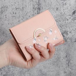 Wallets Women's Short Wallet Kawaii Cute Student Luxury Designer Trend Small Fashion Lady Coin Purse PU Leather Card Bag