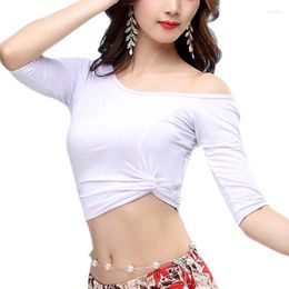 Stage Wear Belly Dance Bandage Front Cross Top Costume Daily Practice Clothes Slim Blouse For Female Bellydancing Exotic Dancewear