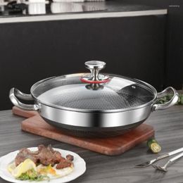 Pans Gas Frying Non Honeycomb Stainless Pan Food Wok Cooker Grade Pot General Stick 304 Stove Steel Bottom Induction