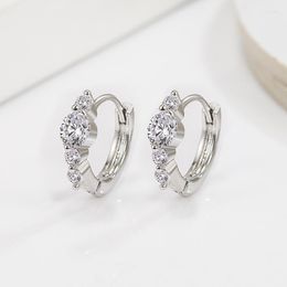 Hoop Earrings 925 Silver Needle Zircon Bead Earring For Women Girls Party Wedding Korean Arrive Trendy Jewelry Eh743