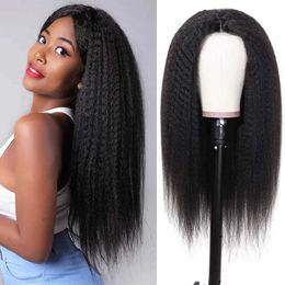 Wig women's front lace chemical fiber wig Yaki long straight hair fluffy wig set 230818