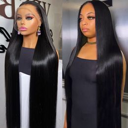 Straight Human Hair Lace Frontal Wig 13x4 13x6 Transparent Lace Front Wig 30 Inch 180% Pre Plucked Brazilian Hair Wigs for Women