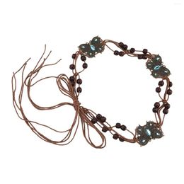 Belts Boho Belt Wooden Beads Decorative Ladies Braided Rope Woven Waist