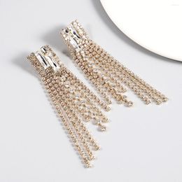 Dangle Earrings Lady Luxury Rhinestone Long Tassel For Women Bright Waterfall Charming Beautiful Jewelry Party