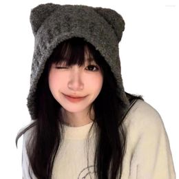 Berets Trendy Winter Hat Foldable Cute Windproof Outdoor Ladies Woolen Yarn Pullover Cap Cold Resistant