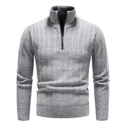 Men's Sweaters Winter Turtleneck Sweater Men High Quality Solid Color Half Zipper Knitted Fashion Casual Warm Slim Pullover Autumn Top