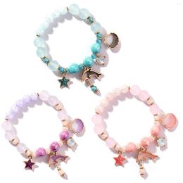 Strand Korean Style Fresh Bracelet For Woman Beach Crystal Glass Beads Dolphin Shell Women's Wrist Friendship