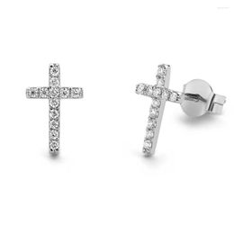 Stud Earrings 0.14ctw 1.0mm Tiny Diamond Studs Cross Style Party In 14k Rose Gold For Women