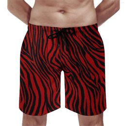 Men's Shorts Board Striped Ruby Red Casual Swim Trunks Abstract Print Men Quick Dry Sportswear Plus Size Beach