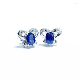 Stud Earrings Natural Real Blue Sapphire Butterfly Earring 0.6ct 2pcs Gemstone 925 Sterling Silver Fine Jewellery T23311