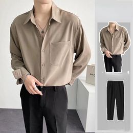 Men's Tracksuits Summer Men Solid Sets Streetwear Short Sleeve Beach Shirt Pants Breathable 2023 Casual Hawaiian Suits 2 Pieces T175