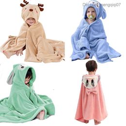 Pyjamas Winter Baby Shower Gel Flannel Cloak Cartoon Boys and Girls Super Soft Hooded Spa Velvet Bath Towel Baby Shower Gift Z230818