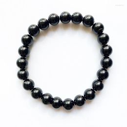 Strand Natural Black Tourmaline Stone Bracelet Round Beads Men Women Girls Protection Jewellery 1pc Dropship