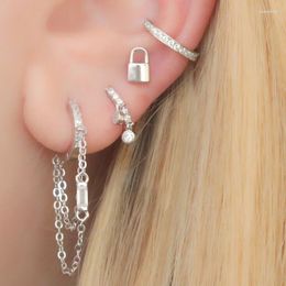 Stud Earrings 925 Sterling Silver Needle Key Lock For Women Female Punk Hip Hop Style Ear Jewelry Party Gifts Girl 2023