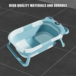 Bathing Tubs Seats Real-Time Display Bath Bucket Non-Slip Foldable Folding Bathtub with Cushion Support Bathtub Multifunctional R230818