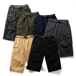 Men's Shorts Military Cargo Men Summer Casual Cotton Multi Pockets Breeches Cropped Camouflage Loose Size M-5XL