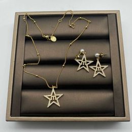 Brand Designer MiuMiu Fashion Necklace pearl pentagonal star M letter temperament simple and versatile Earrings Necklace Earrings female Accessories Jewelry