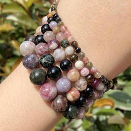 Beads 6/8/10/12mm Natural Genuine Colorfur Tourmaline Stone Round For Jewellery Making Diy Bracelet Necklace Accessories 15"