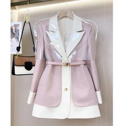 Womens Suits Spring and Autumn Western Style Niche Unique Chic Agereducing French Senior Sense Fake Two 230817