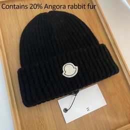 Rabbit hair knitted hat Europe and the United States popular hat designer hat knitted hat contains 20% Angora rabbit fall and winter warm windproof gift hat with box