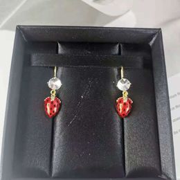 Brand Designer MiuMiu Fashion Earrings new strawberry drill ear hook zircon strawberry feminine temperament sweet and lovely earrings gifts Accessories Jewellery