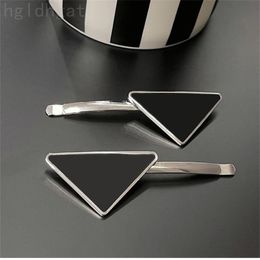 Modern designer snap clip triangle enamel luxury hairclip nickel free birthday party funny alloy plated silver decoration hair clip fashion accessories ZB046