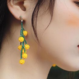 Dangle Earrings Romantic Delicate Daffodil Flower Pendant Handmade Beaded For Women Girls Unique Jewelry 2023 Summer