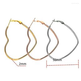 Hoop Earrings Smooth Easy Open 50MM Heart IP Plated No Fade Allergy Free Ears Jewellery Accessories